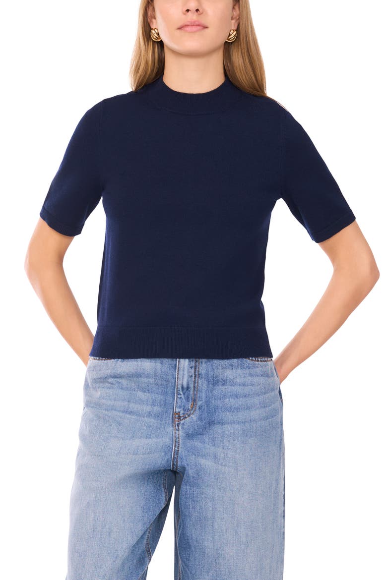 Saddle Short Sleeve Sweater, Main, color, CLASSIC NAVY