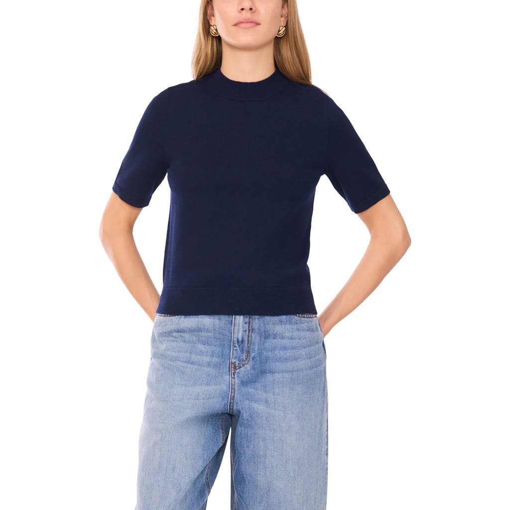 1.state Saddle Short Sleeve Sweater In Blue