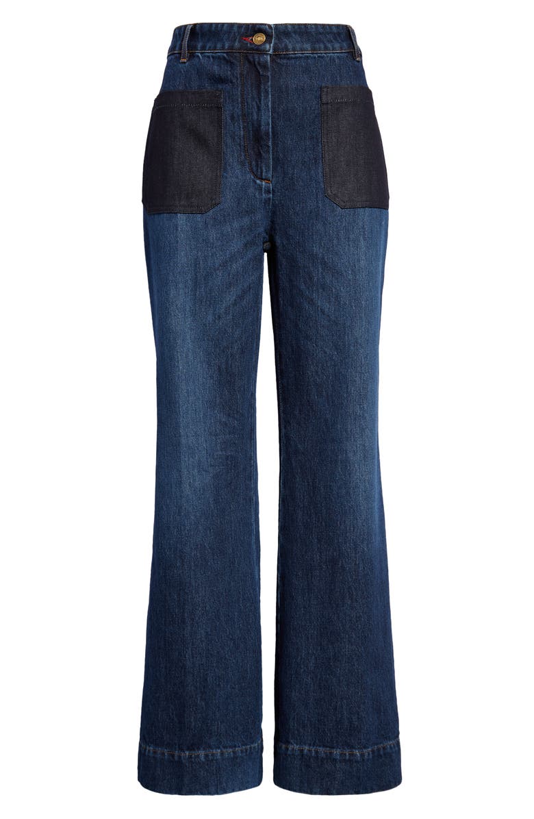 Victoria Beckham Alina Patch Pocket Wide Leg Flare Jeans, Main, color,