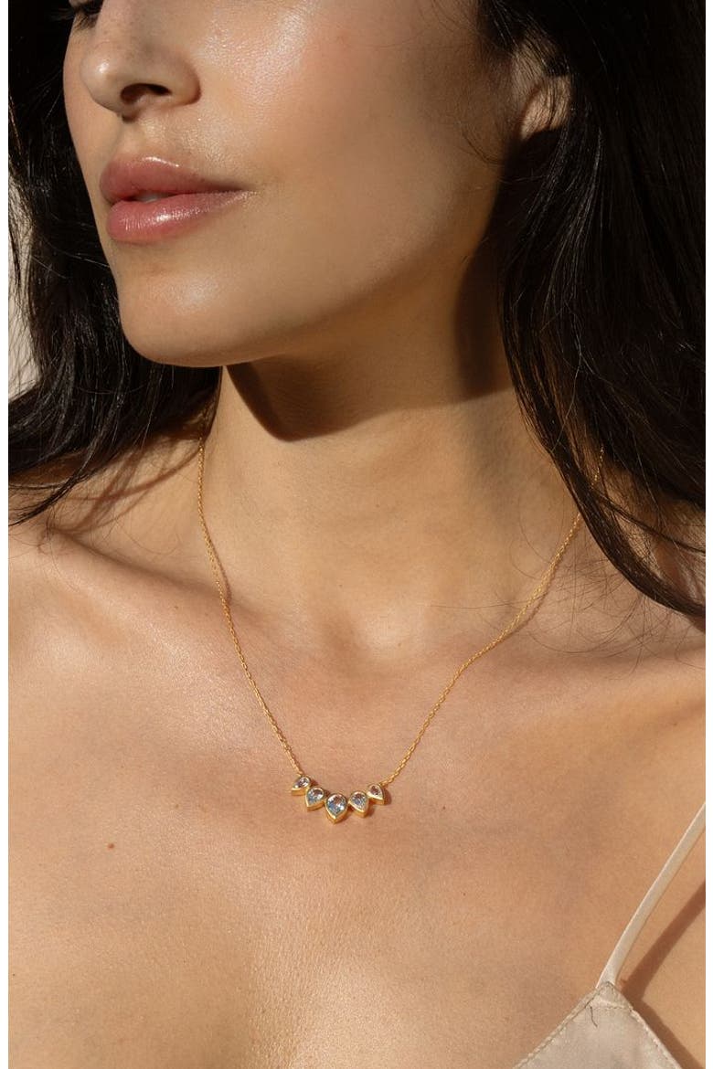 Commence with Clarity White Topaz Lotus Petal Necklace, Alternate, color, Gold