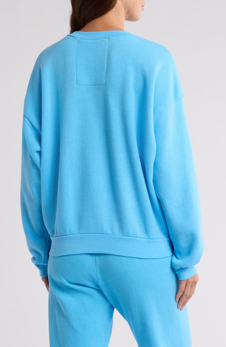 Aviator Nation Glitter Heart Crewneck Sweatshirt, Alternate, color, Sky/ Blue