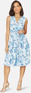 Yumi Floral Wrap Over Skater Dress