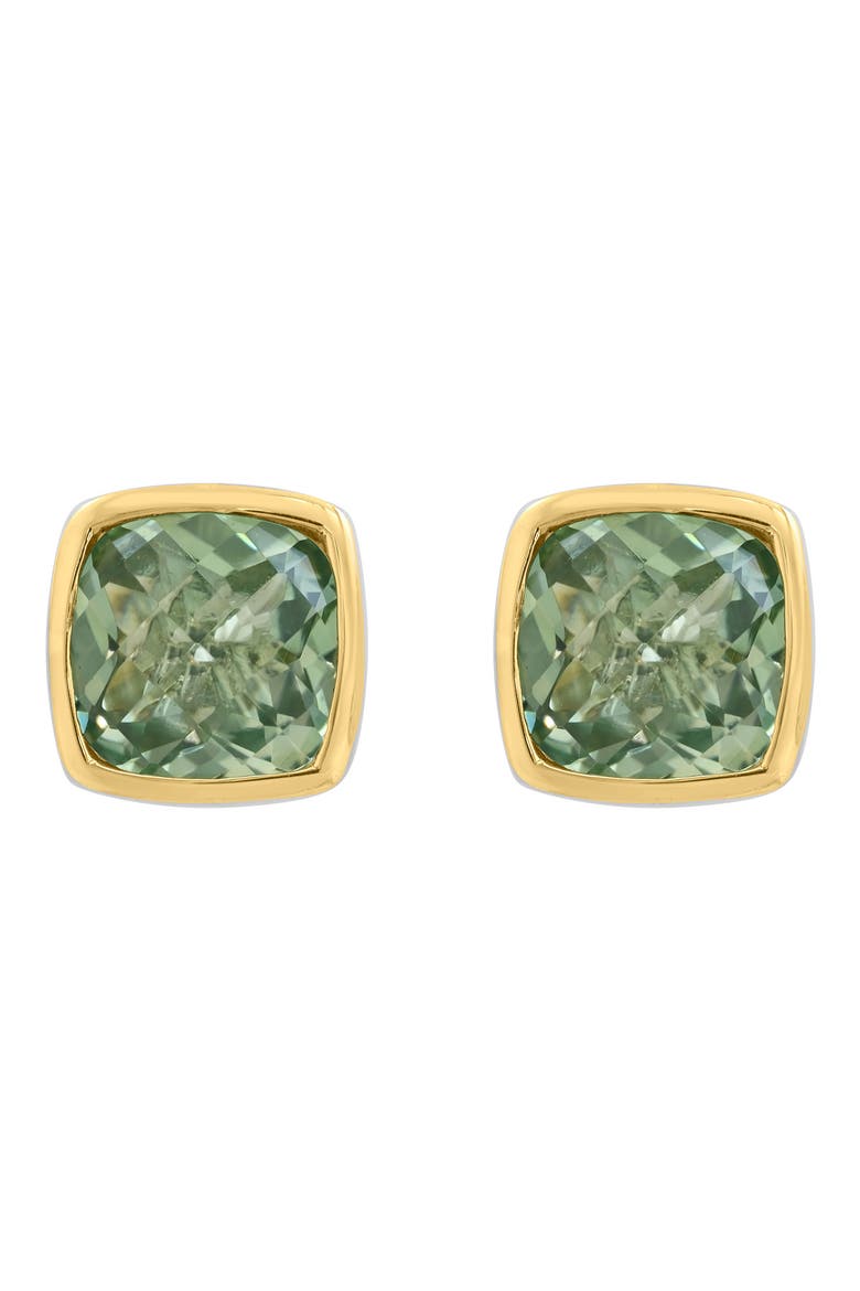 Cushion Cut Green Amethyst Stud Earrings, Alternate, color, GREEN
