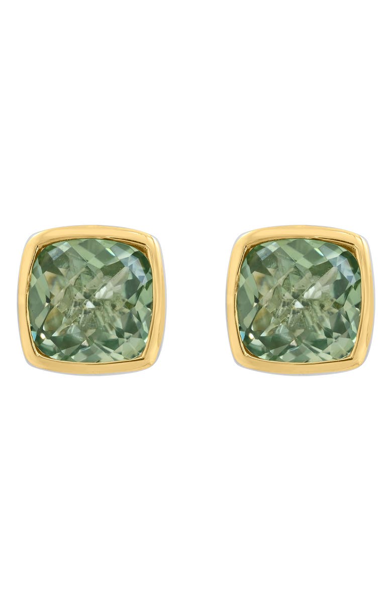 EFFY Cushion Cut Green Amethyst Stud Earrings, Alternate, color, Green
