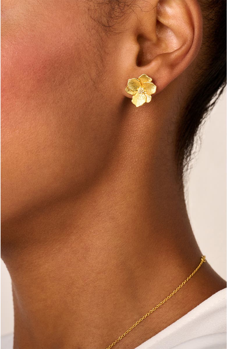 DPT Antwerp Jasmine Small Studs, Alternate, color, Yellow 18K Gold Plated