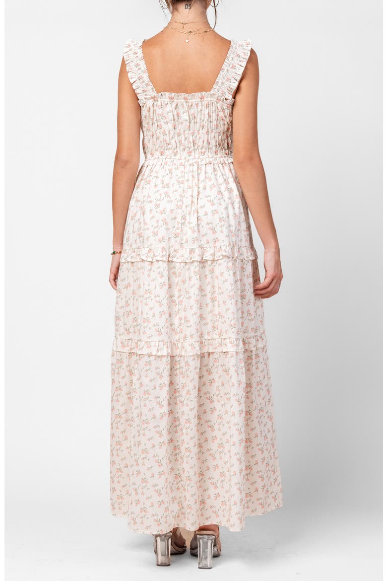 Floral Ruffle Maxi Dress, Alternate, color, OFF WHITE