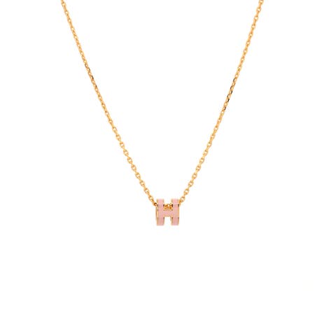 Pop H Pendant Chain Necklace Metal and Enamel Mini