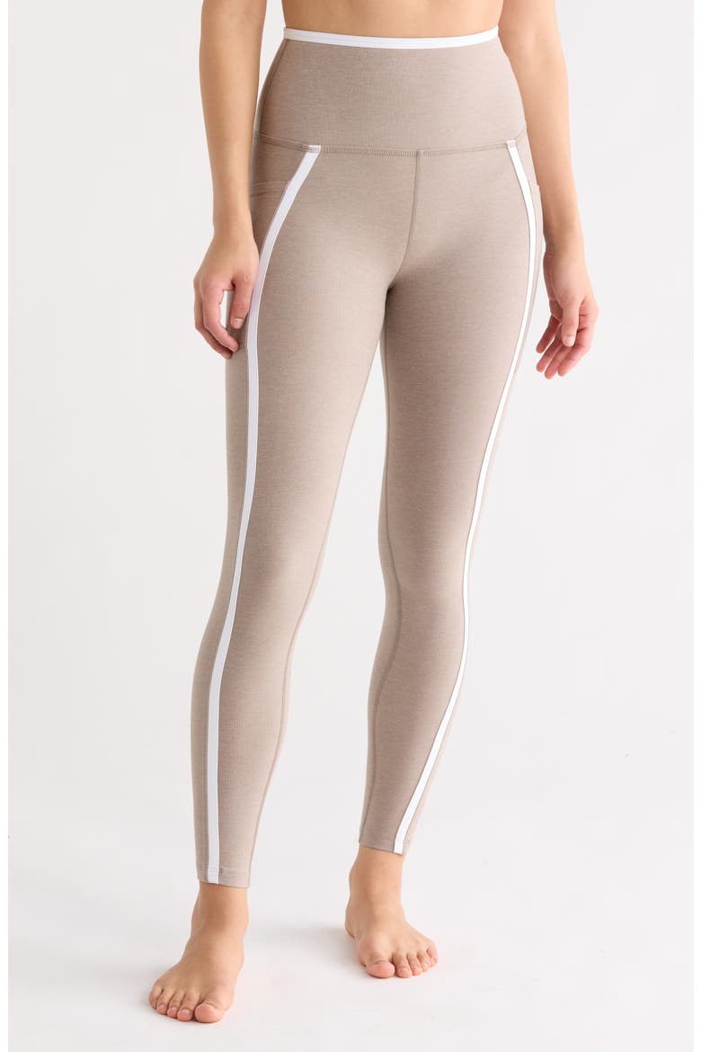 Out of Pocket Side Stripe High Waist Pocket Leggings, Main, color, BIRCH/CLOUD WHITE