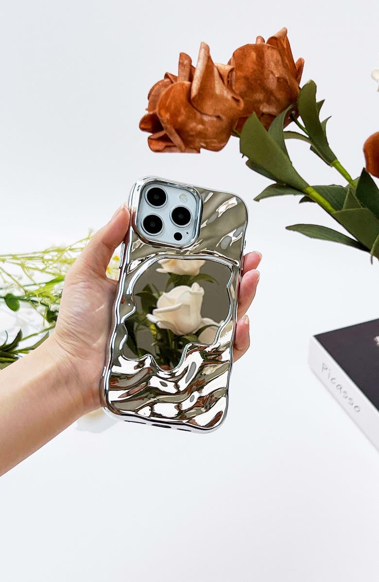 Auramma Flowy Mirror iPhone 15 Pro Max Case, Alternate, color, Silver