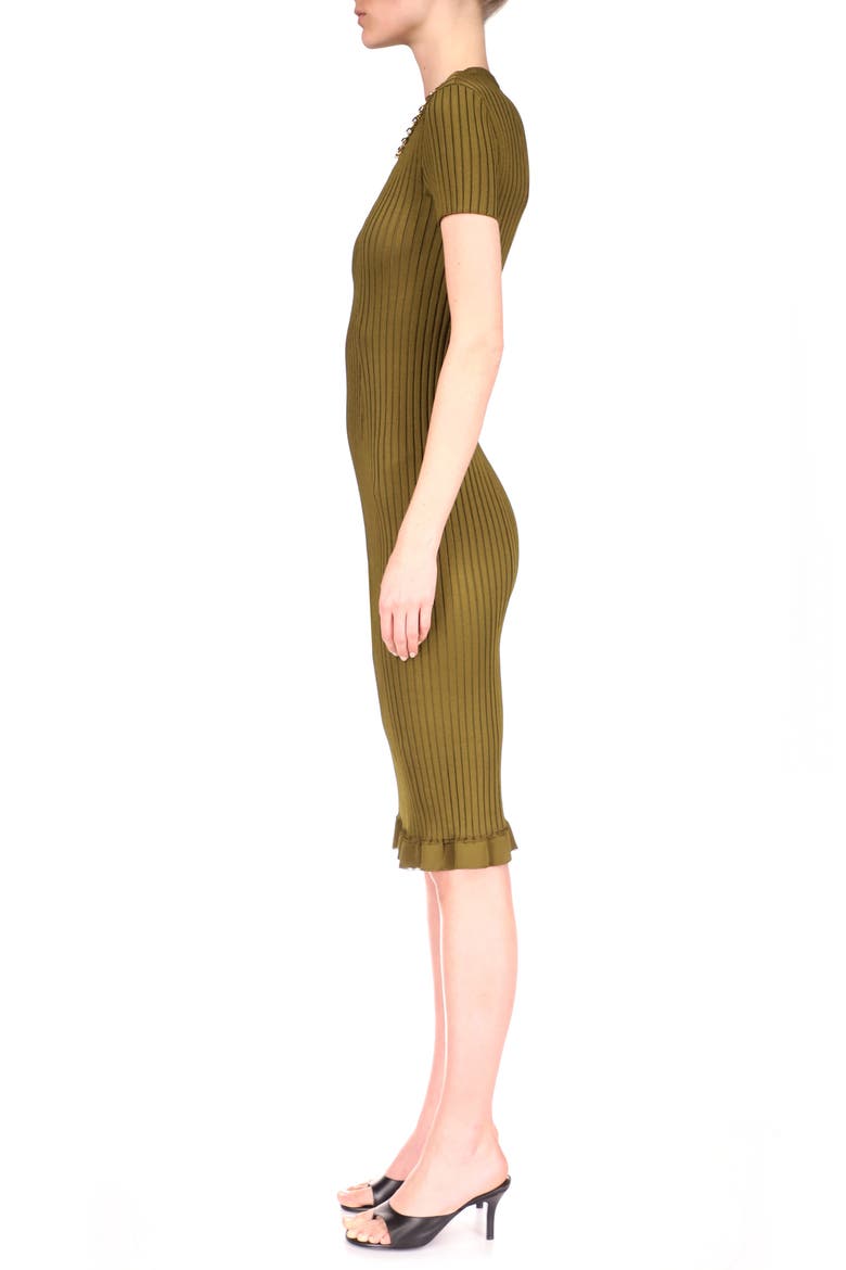 Chain Detail Rib Knit Body-Con Dress, Alternate, color, BOTTLE GREEN