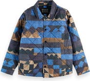 Scotch & Soda Kids' Patchwork Print Quilted Cotton Shirt Jacket