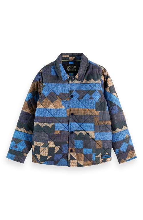 Scotch & Soda Kids' Patchwork Print Quilted Cotton Shirt Jacket In Multi
