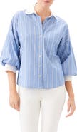 Karen Kane Stripe Lantern Sleeve Cotton Shirt