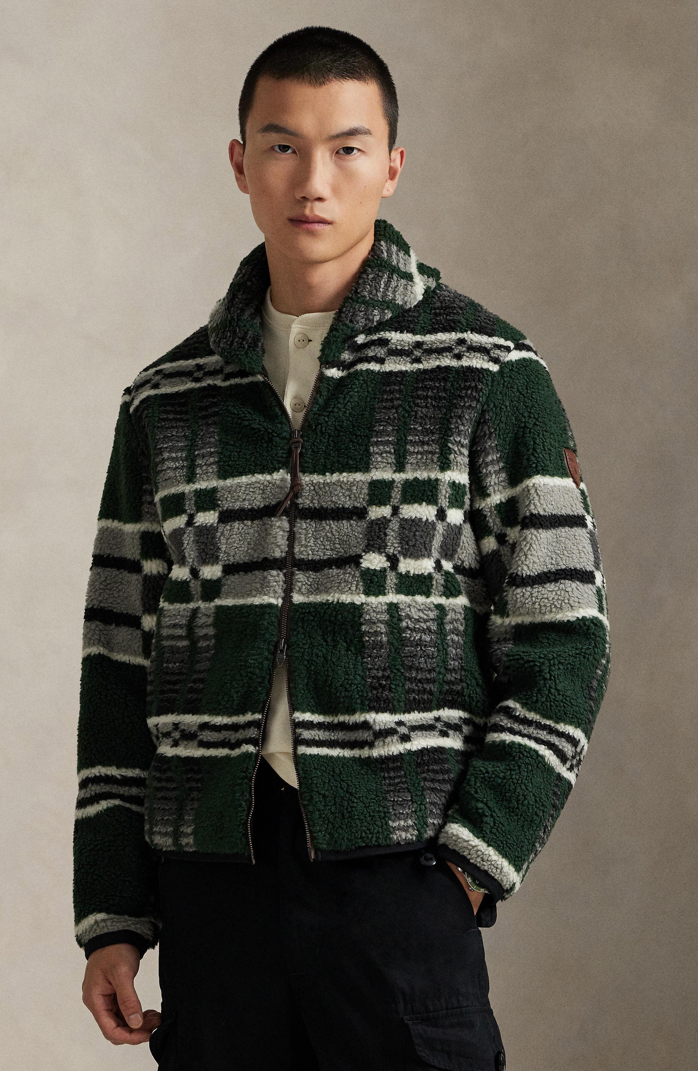 Polo Ralph Lauren Geometric Print High Pile Fleece Jacket (Men