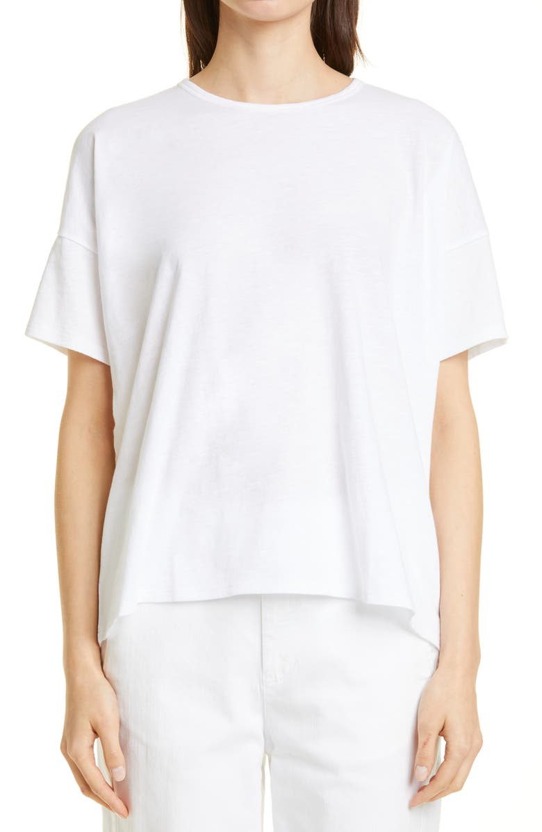 Eileen Fisher Boxy Crewneck Organic Cotton T-Shirt, Main, color, 