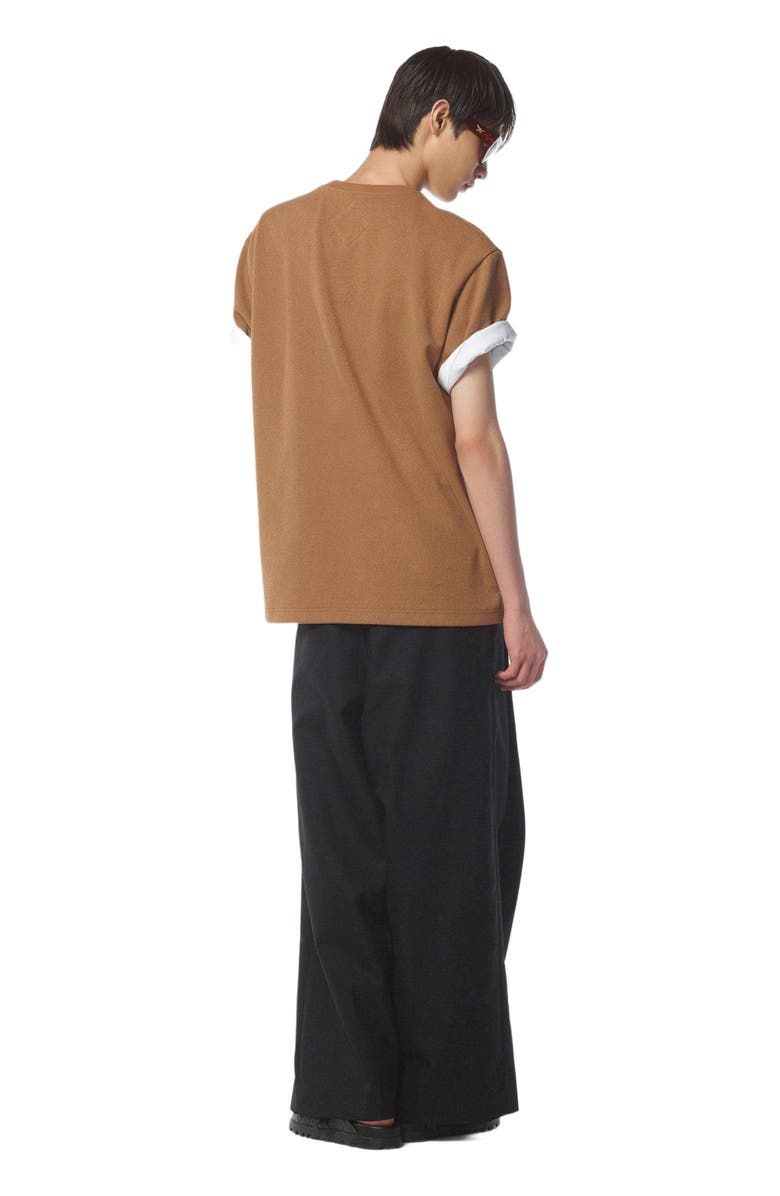 MCM Logo Patch Bouclé T-Shirt, Alternate, color, Cognac