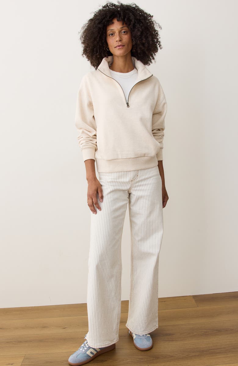 Marine Layer Cloud 9 Cotton Blend Fleece Half Zip Sweatshirt, Alternate, color, Oatmeal Heather