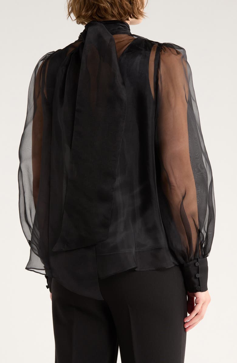 Cinq à Sept Reo Tie Neck Silk Shirt, Alternate, color, Black