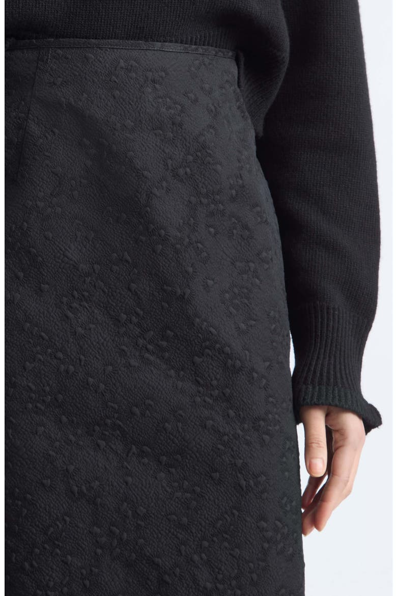 Uka Cotton Blend Matelassé Skirt, Alternate, color, BLACK
