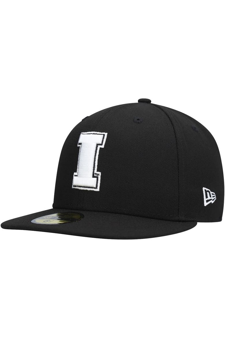 Men's New Era Iowa Hawkeyes Black & White 59FIFTY Fitted Hat, Main, color, Black