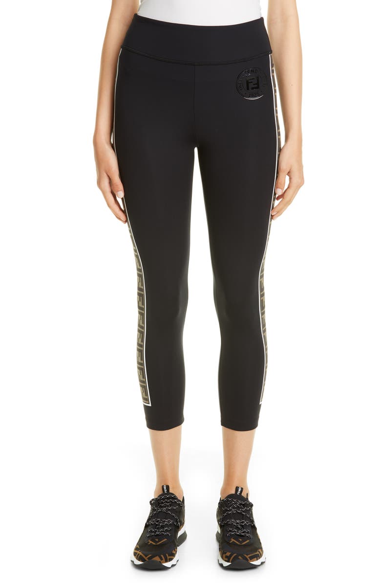 Fendi Logo Side Stripe Leggings, Main, color,