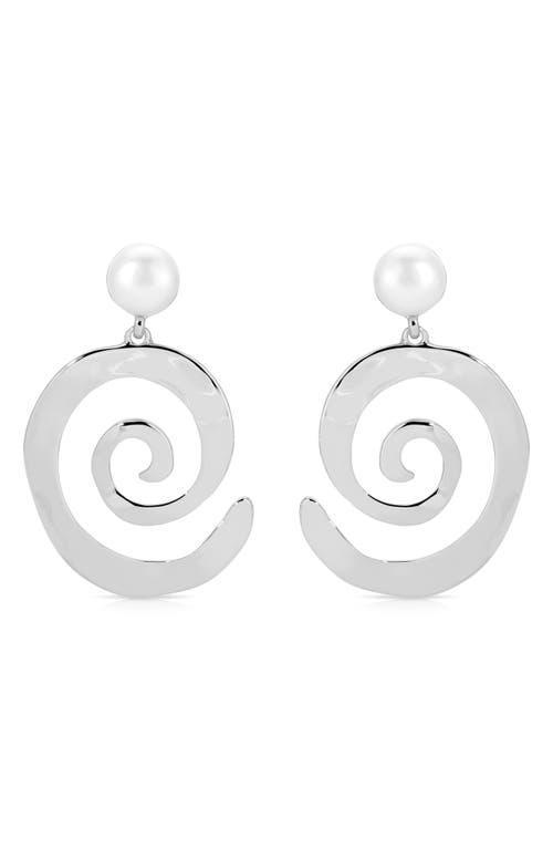 Ettika Aura Swirl Freshwater Pearl Drop Earrings In Silver
