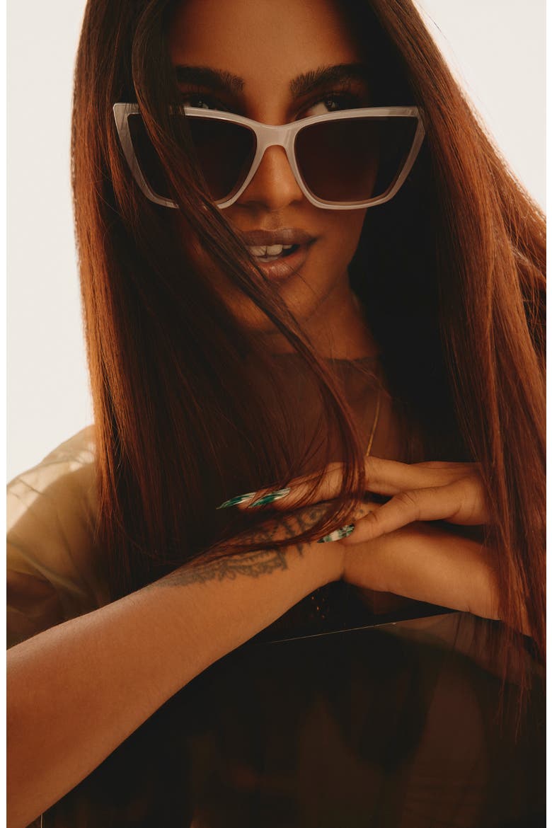 Call The Shots 59mm Cat Eye Sunglasses, Alternate, color, BONE/BRN