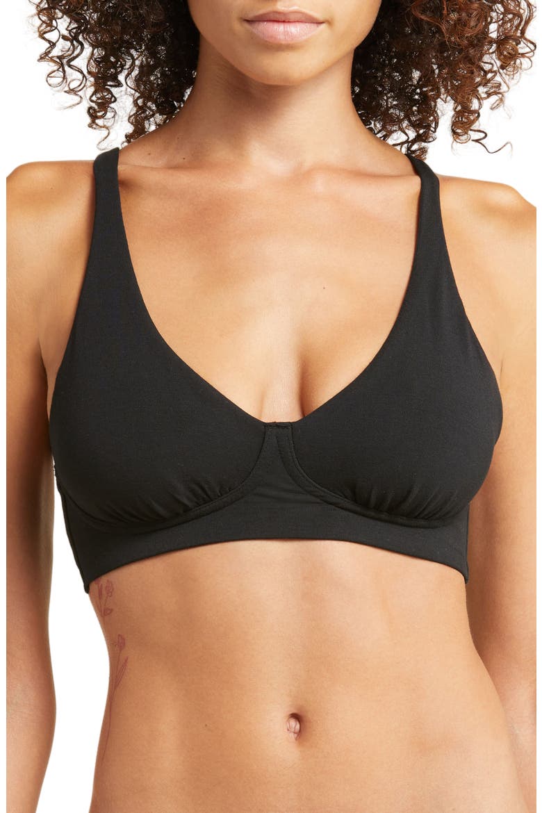 FeelFree Longline Bralette, Main, color, BLACK