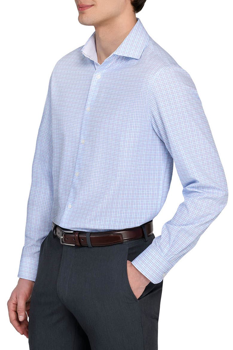 Slim Fit Microcheck Performance Dress Shirt, Alternate, color, WHITE/ BLUE