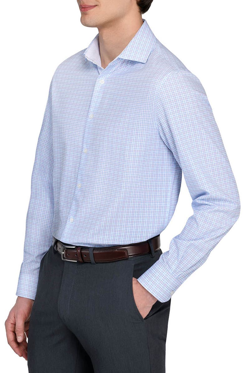 W.R.K Slim Fit Microcheck Performance Dress Shirt, Alternate, color, White/ Blue