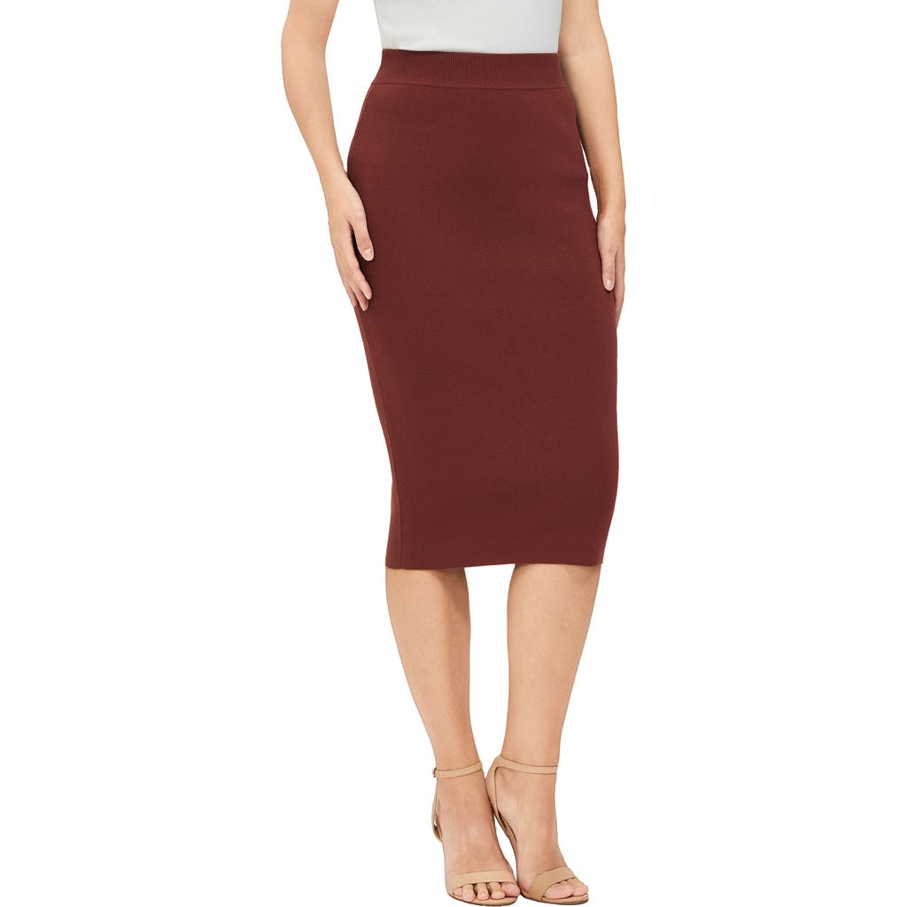 Kimi & Kai Knit Pencil Skirt In Burgundy
