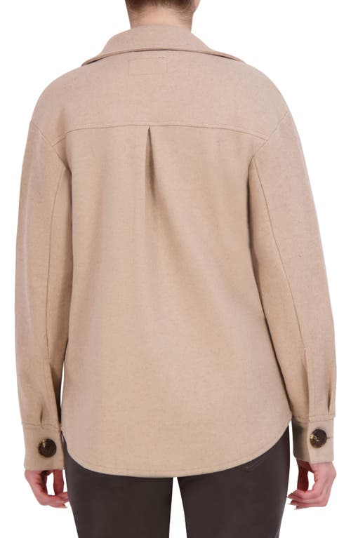 Ookie & Lala Faux Wool Shacket In Heather Mocha