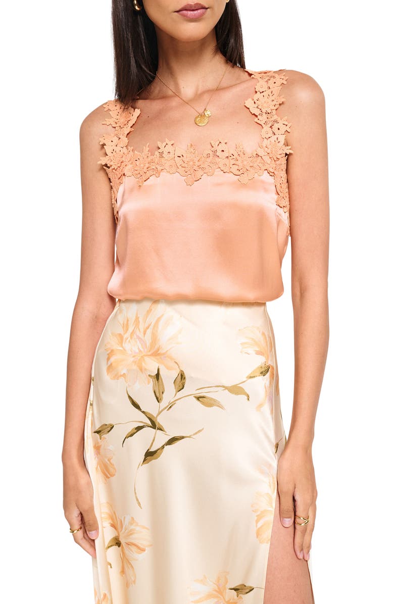 CAMI NYC Bellamy Lace Trim Silk Camisole, Main, color, 