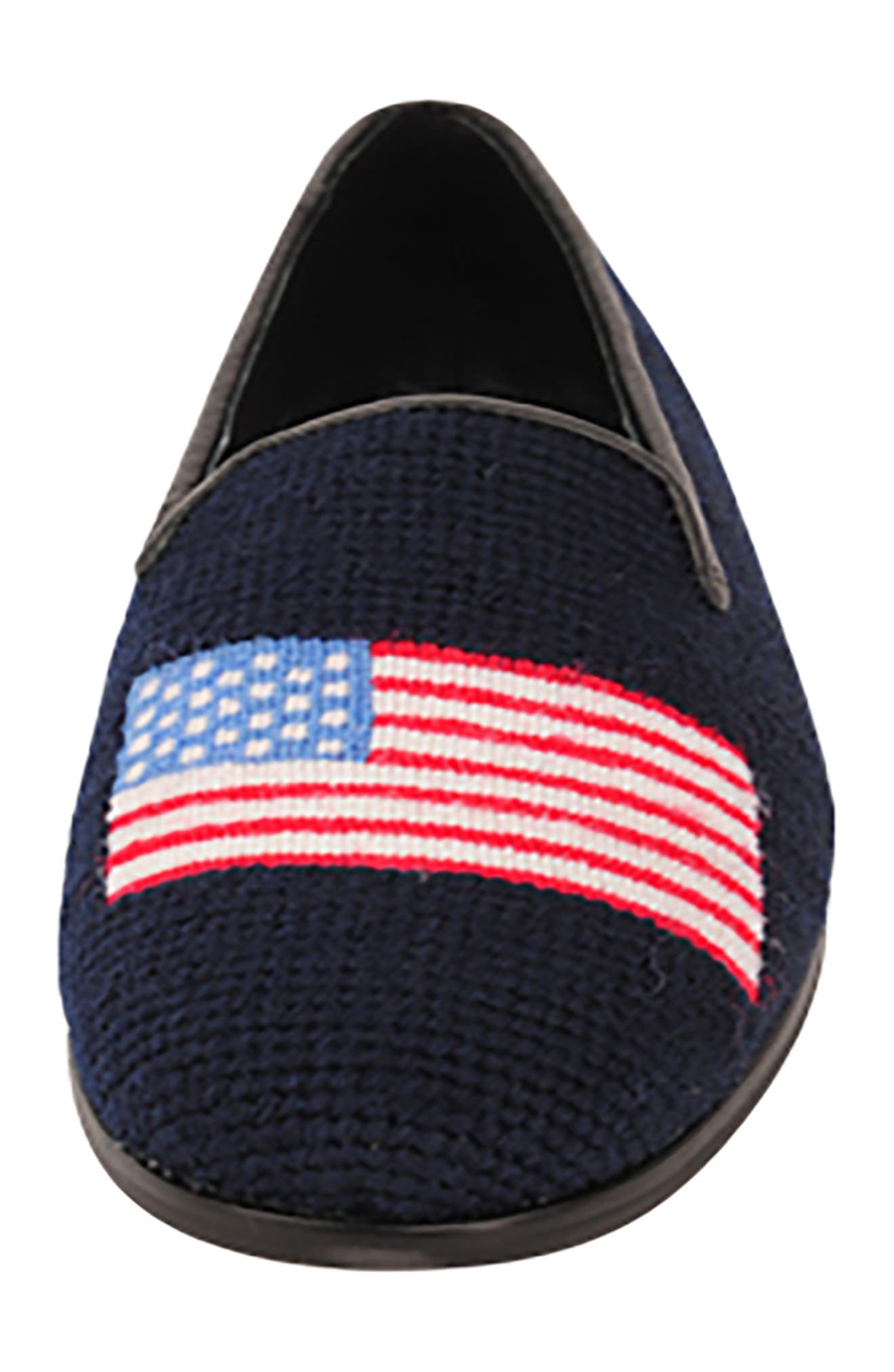 ByPaige BY PAIGE Needlepoint American Flag Flat, Alternate, color, Navy