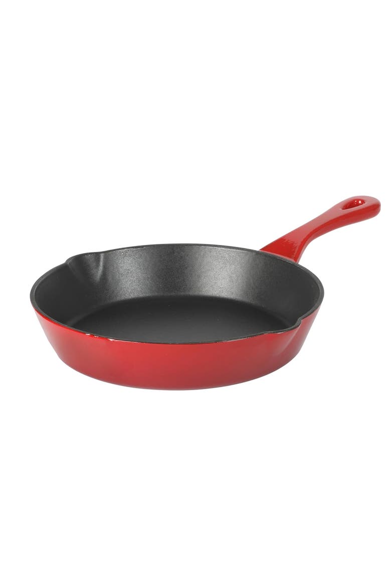 8 Inch Enameled Cast Iron Round Skillet, Main, color, Red