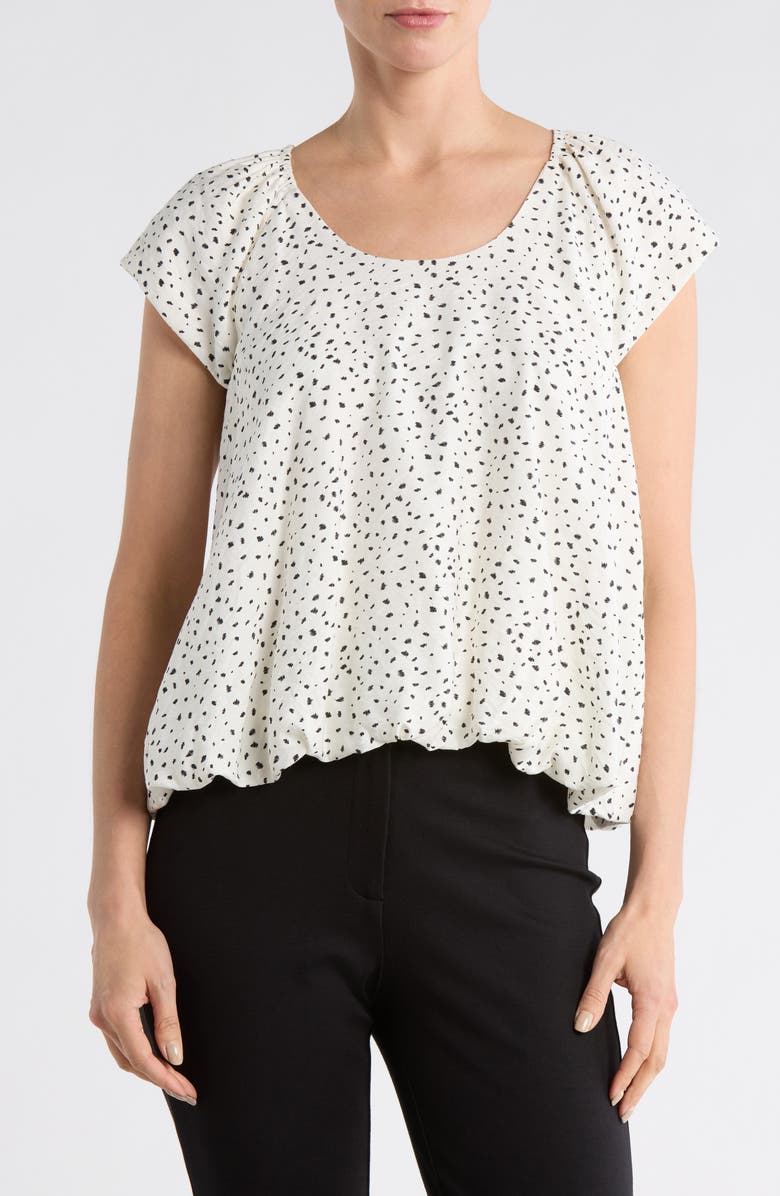 PATRIZIA LUCA Printed Bubble Top, Main, color, Black