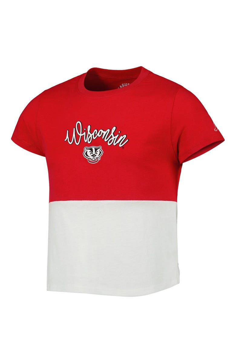 LEAGUE COLLEGIATE WEAR Girls Youth League Collegiate Wear Red/White Wisconsin Badgers Colorblocked T-Shirt, Alternate, color, Red
