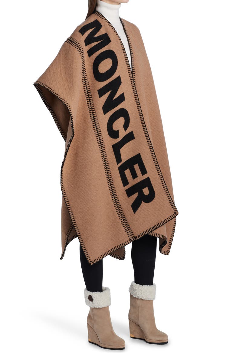 Mantella Logo Wool Blend Cape, Alternate, color, SAND