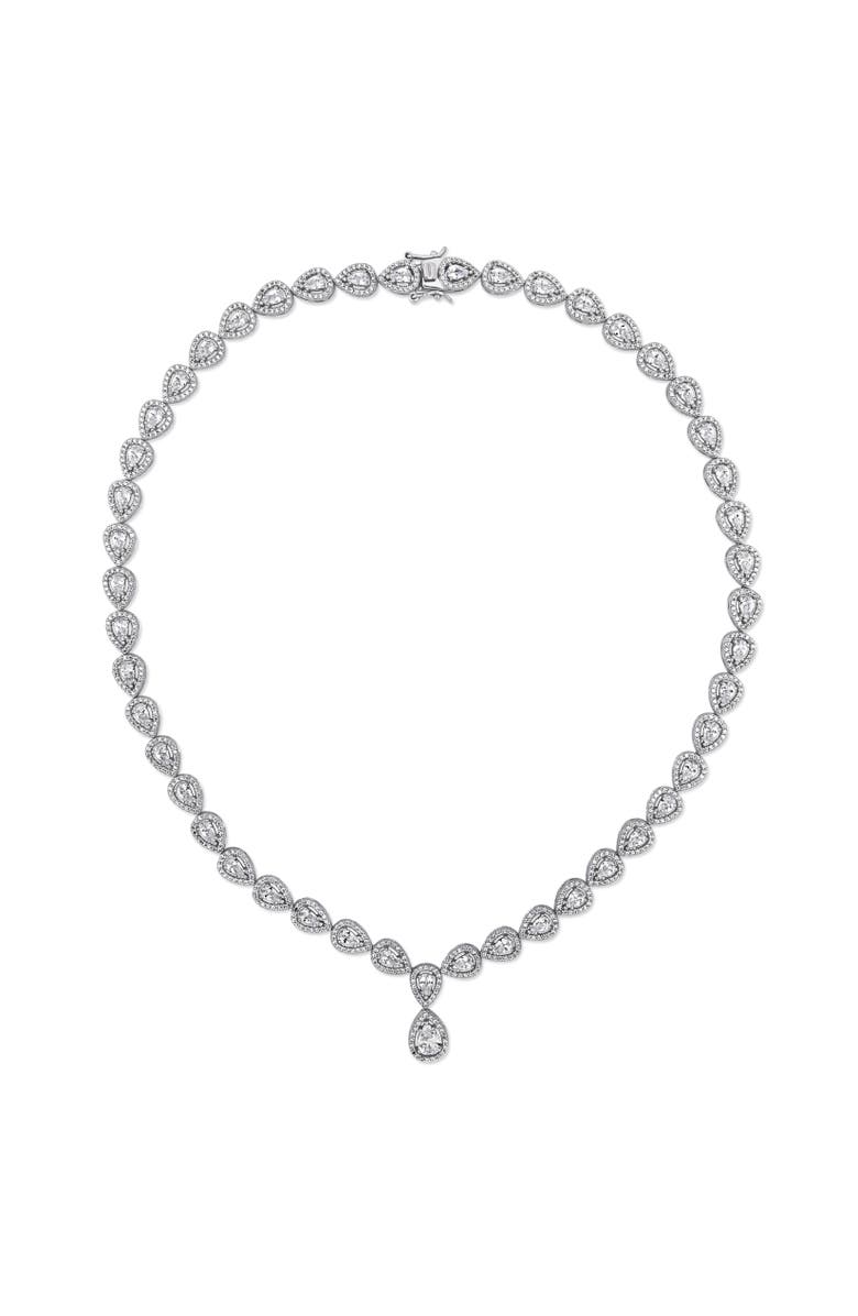 Julianna B. Cubic Zirconia Teardrop Necklace, Alternate, color, Sterling Silver