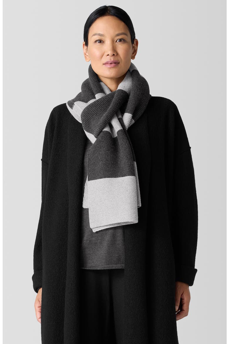 Striped Organic Cotton & Recycled Cashmere Scarf, Alternate, color, MOON