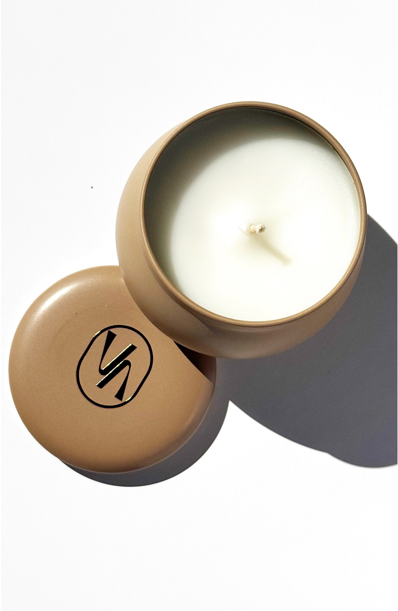 VILLA ABURI Mini Scented Travel Candle with Cotton Wick in Ganja Suede, Alternate, color, NO COLOR