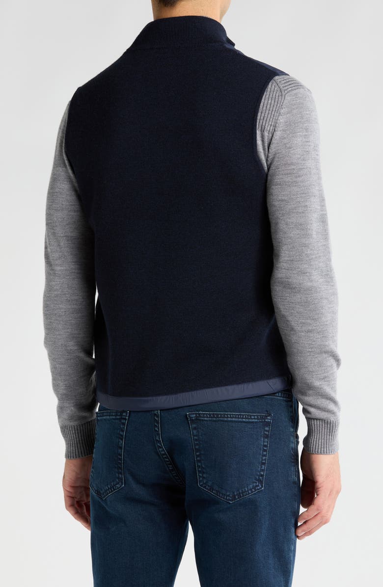 Bruno Magli Merino Wool Rib Collar Nylon Vest, Alternate, color, Navy