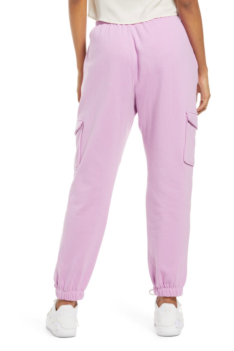 Tie Waist Cargo Sweatpants, Alternate, color, PURPLE TULIP
