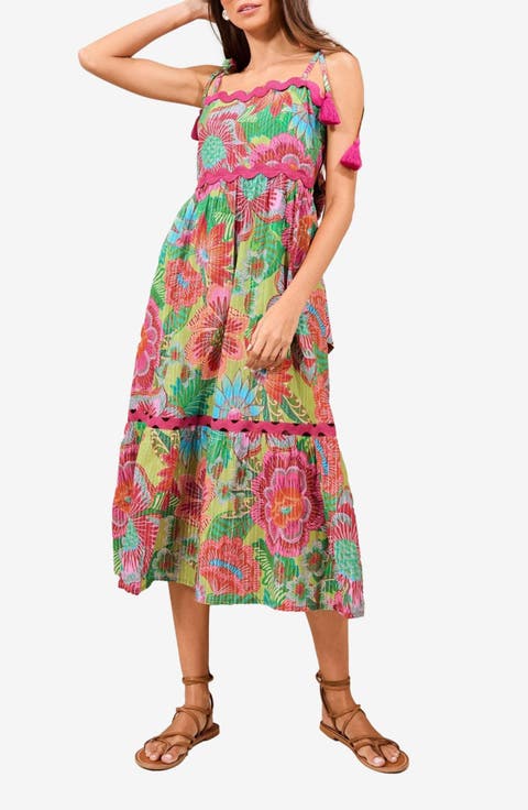 Floral Print Tie Strap Maxi Dress