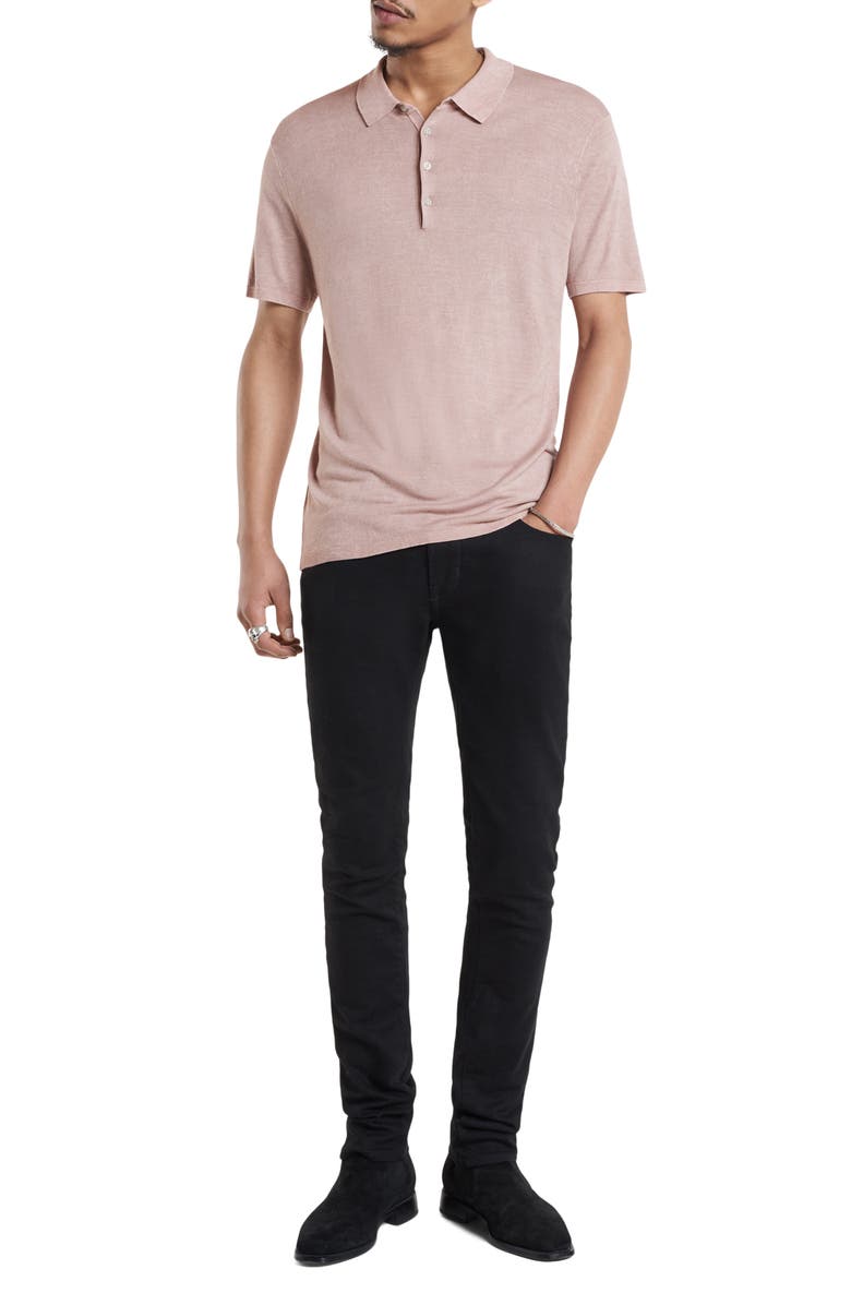 John Varvatos Chatham Regular Fit Textured Wool Blend Polo, Alternate, color, Antique Pink