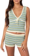 EDIKTED Stripe Scallop Trim Knit Tank