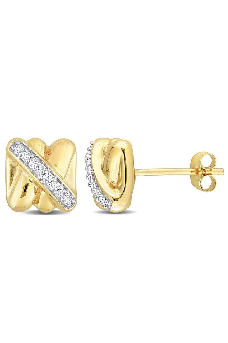 Diamond Crossover Stud Earrings 14k, Main, color, Yellow Gold