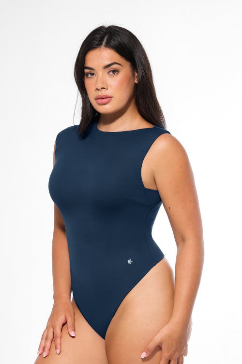 Popilush Contourflex All-in-one Fitted Bodysuit In Blue