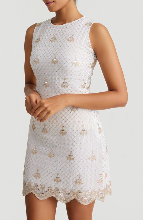 Holichic Celine Sequin Embroidered Sleeveless Minidress In Gray