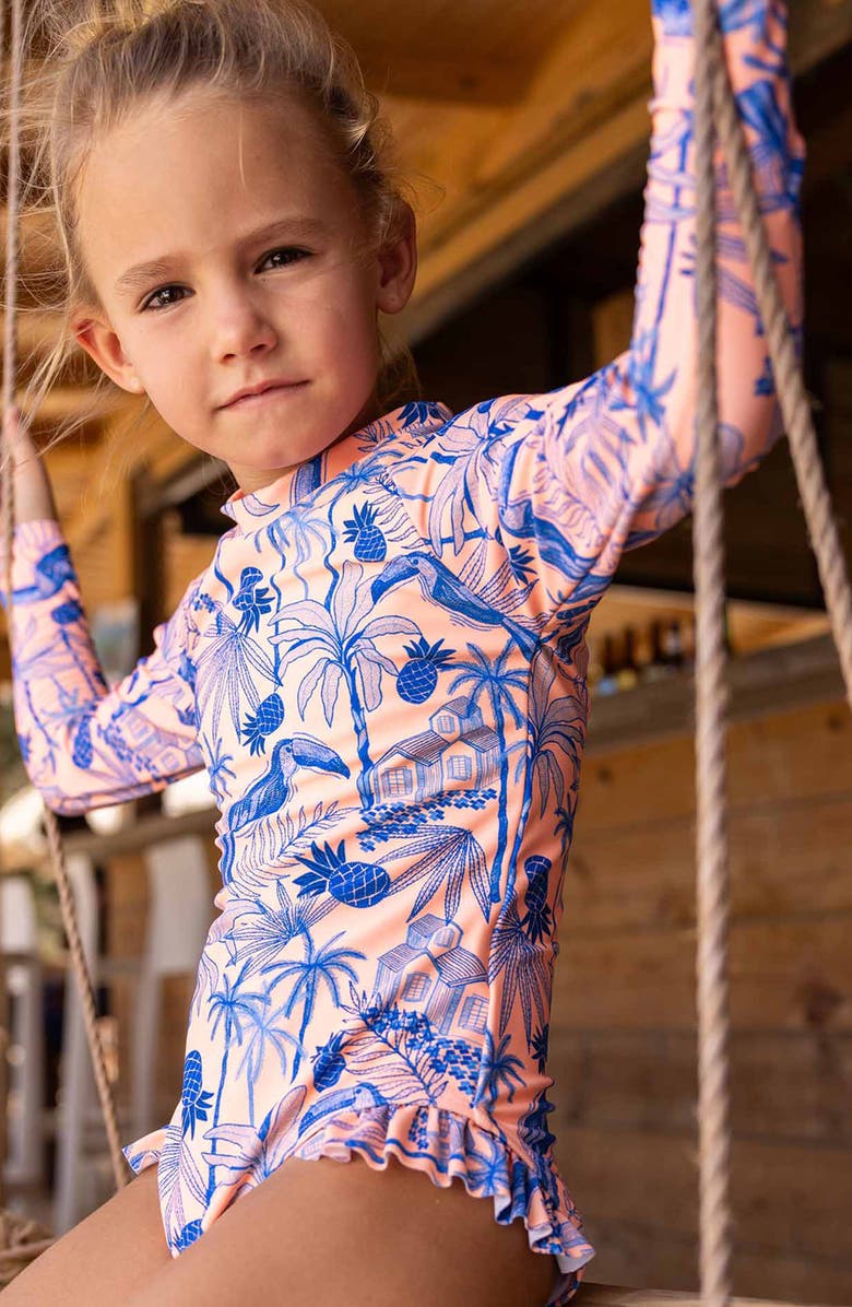 Snapper Rock Kids' Tropicana Vacay Long Sleeve One-Piece Rasguard Swimsuit, Alternate, color, 